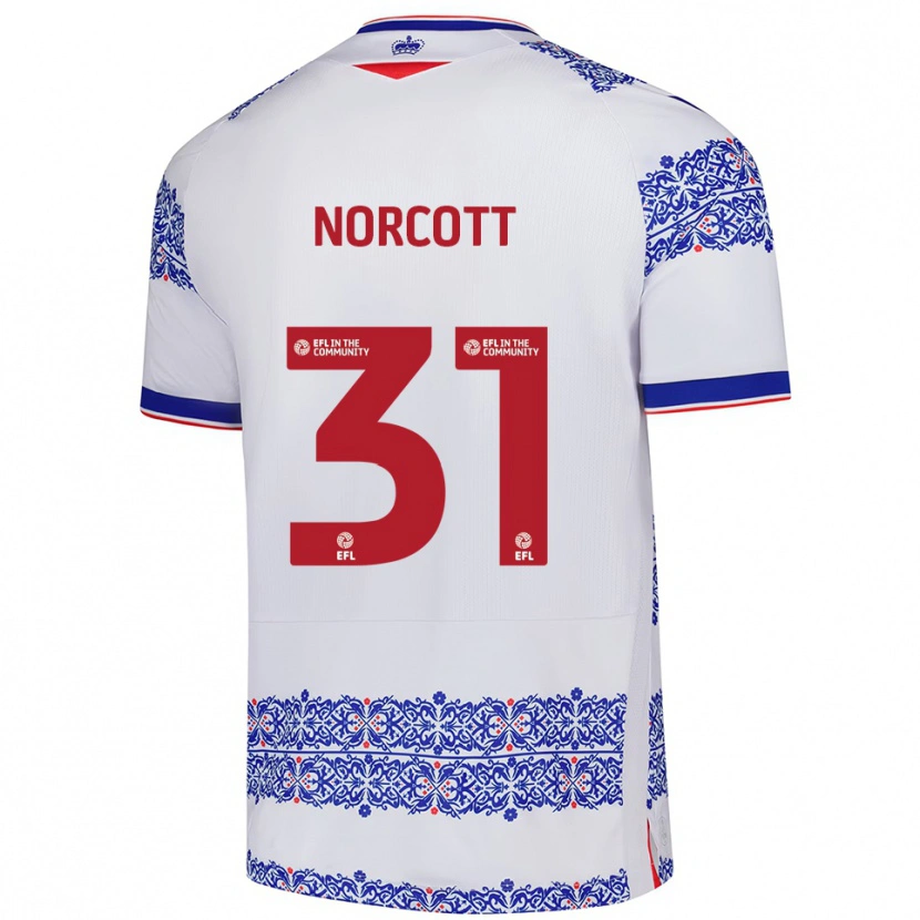Danxen Criança Camisola Tom Norcott #31 Branco Azul Principal 2025/26 Camisa Brasil