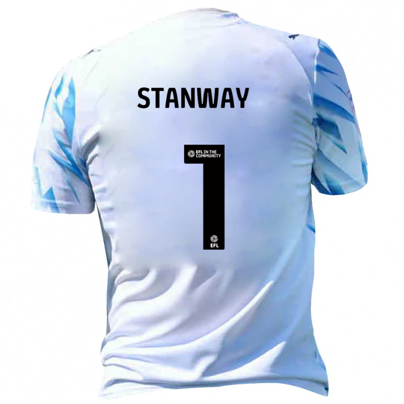 Danxen Criança Camisola Wyll Stanway #1 Branco Azul Celeste Principal 2025/26 Camisa Brasil