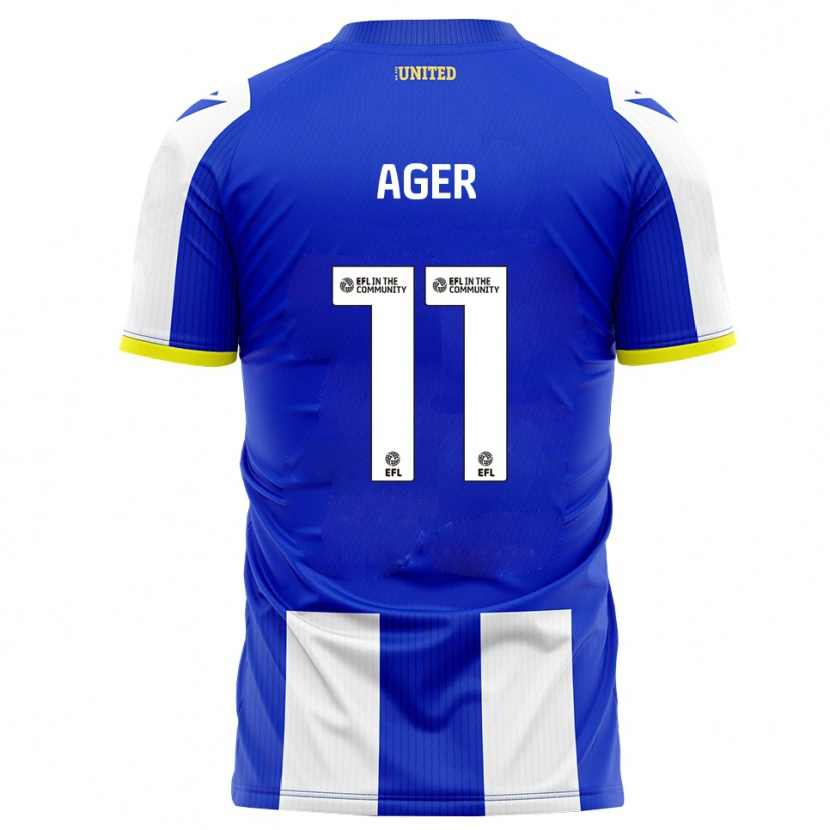 Danxen Criança Camisola Emily Ager #11 Azul Branco Principal 2025/26 Camisa Brasil