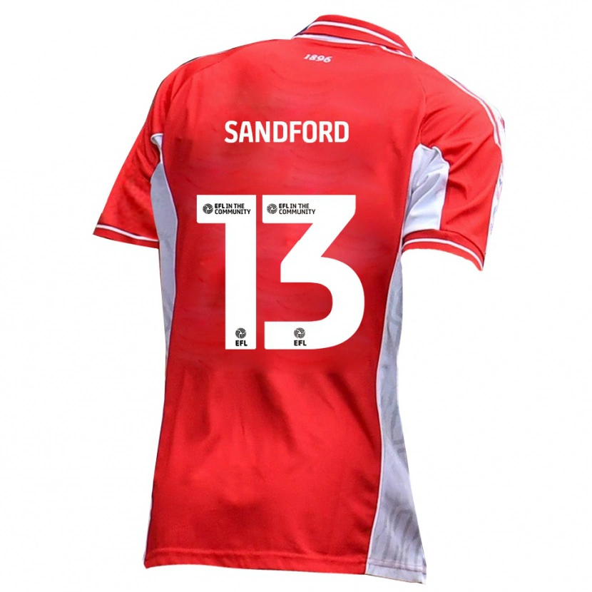 Danxen Criança Camisola Ryan Sandford #13 Vermelho Branco Principal 2025/26 Camisa Brasil