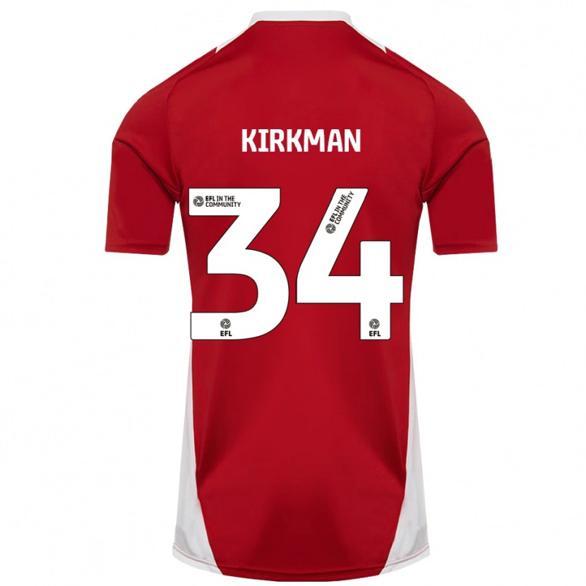 Danxen Criança Camisola Billy Kirkman #34 Vermelho Branco Dourado Principal 2025/26 Camisa Brasil