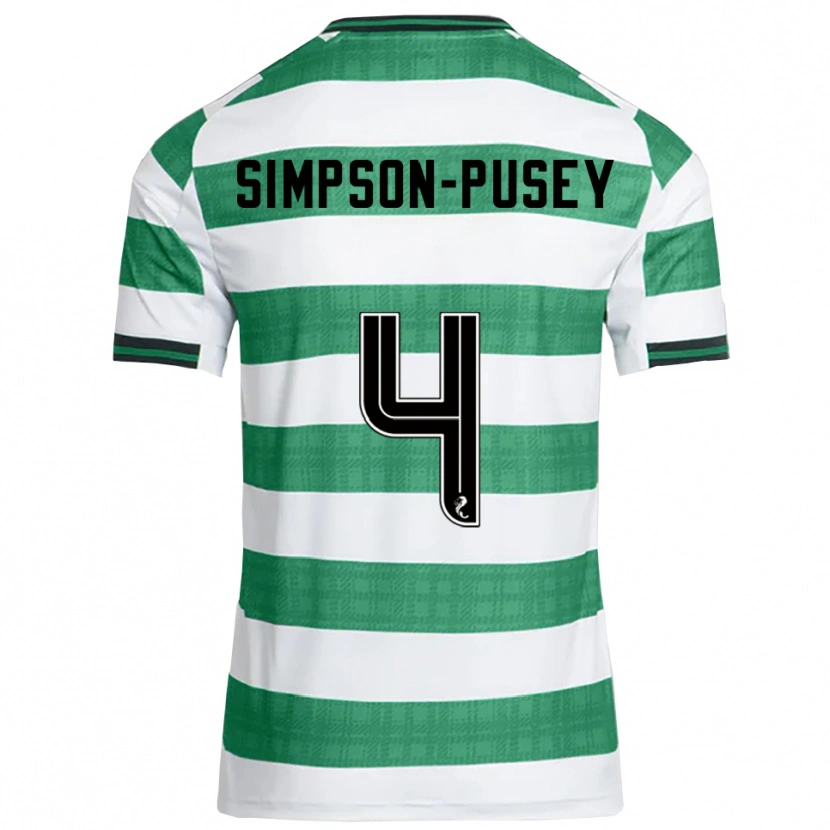 Danxen Criança Camisola Jahmai Simpson-Pusey #4 Verde Branco Principal 2025/26 Camisa Brasil