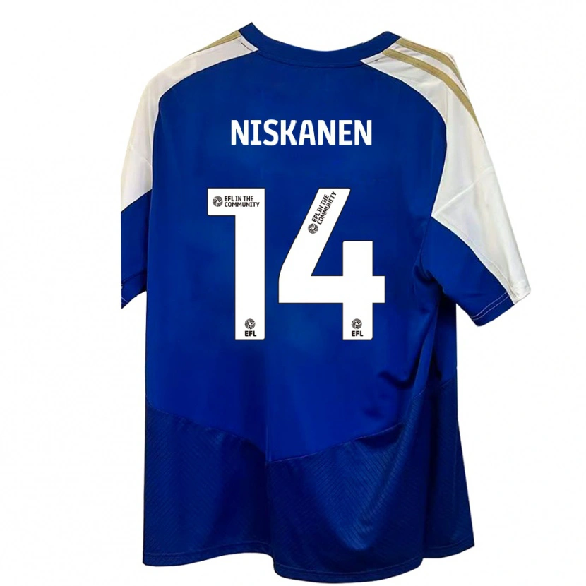 Danxen Criança Camisola Ilmari Niskanen #14 Azul Branco Dourado Alternativa 2025/26 Camisa Brasil