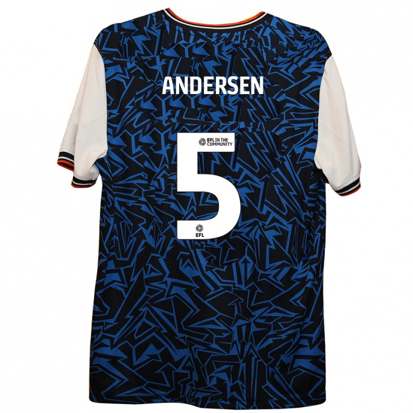 Danxen Criança Camisola Mads Andersen #5 Azul Preto Branco Alternativa 2025/26 Camisa Brasil