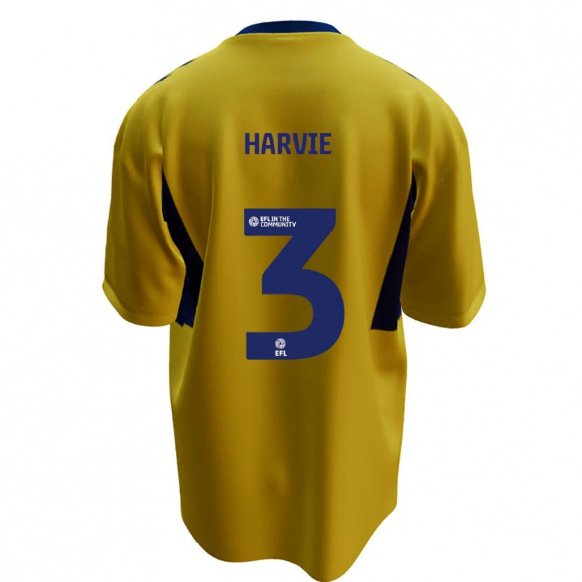 Danxen Criança Camisola Daniel Harvie #3 Amarelo Azul Alternativa 2025/26 Camisa Brasil