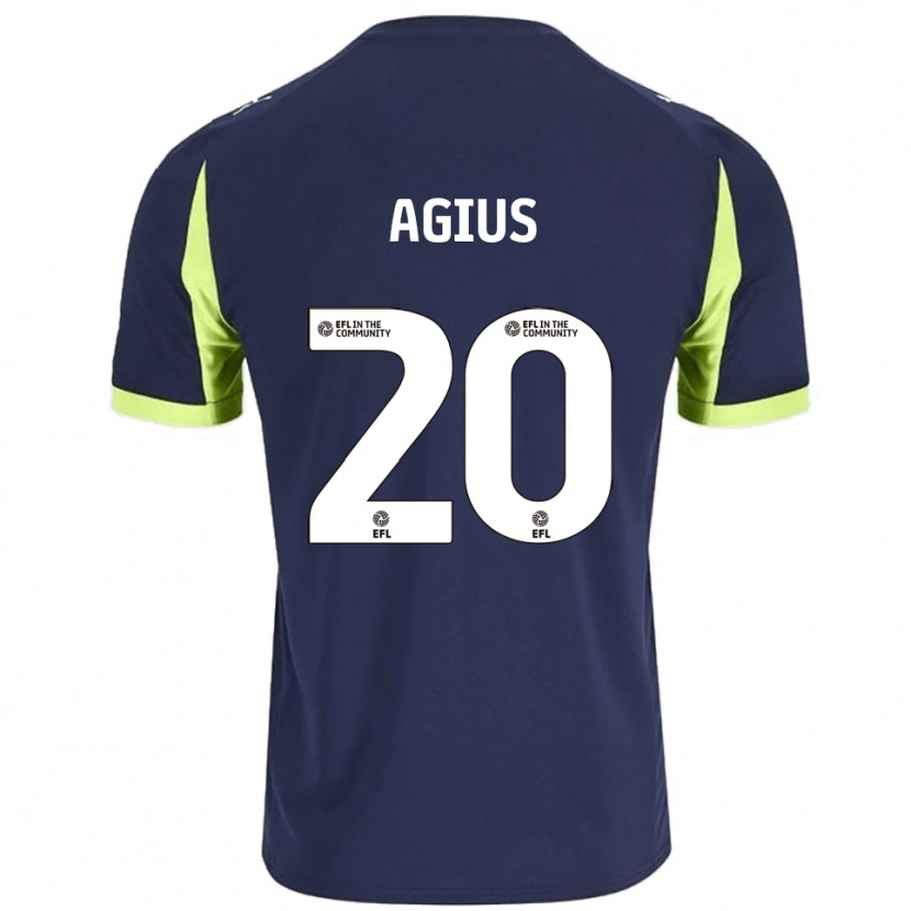 Danxen Criança Camisola Calum Agius #20 Azul Marinho Verde Fluorescente Alternativa 2025/26 Camisa Brasil