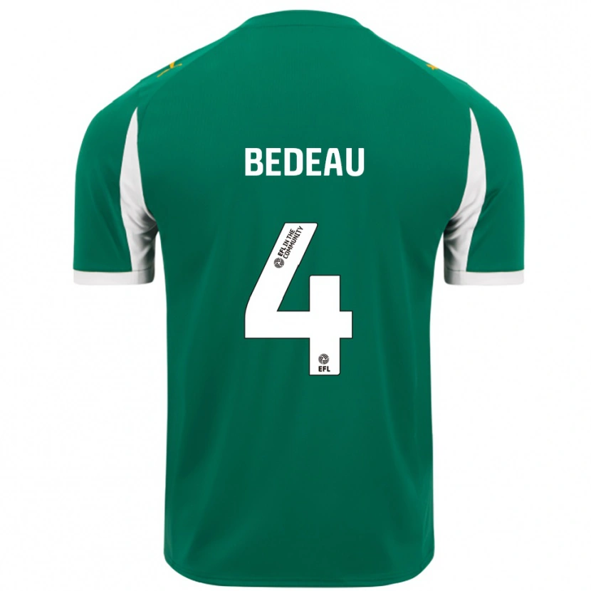 Danxen Criança Camisola Jacob Bedeau #4 Verde Branco Alternativa 2025/26 Camisa Brasil