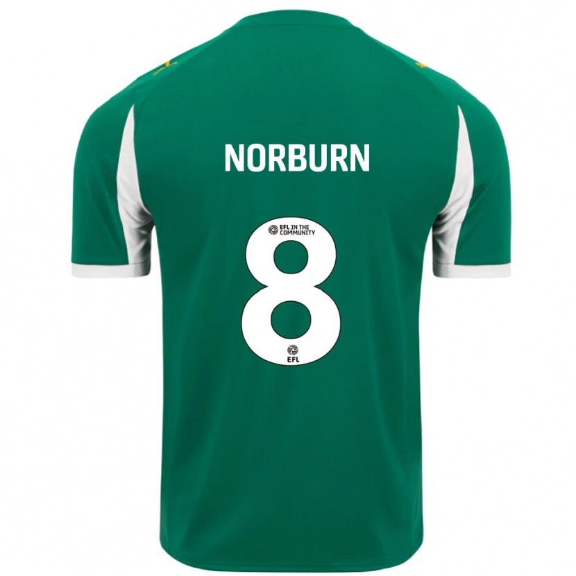 Danxen Criança Camisola Oliver Norburn #8 Verde Branco Alternativa 2025/26 Camisa Brasil