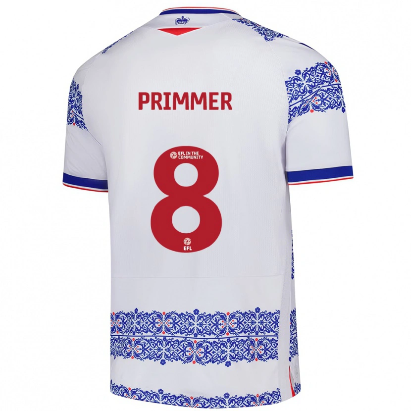 Danxen Homem Camisola Tia Primmer #8 Branco Azul Principal 2025/26 Camisa Brasil
