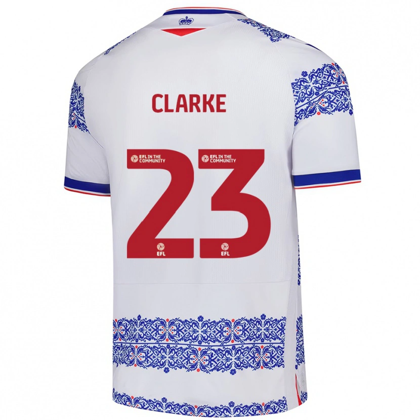 Danxen Homem Camisola John Clarke #23 Branco Azul Principal 2025/26 Camisa Brasil