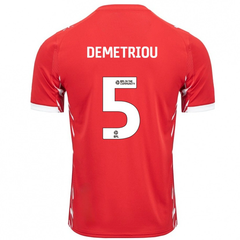 Danxen Homem Camisola Mickey Demetriou #5 Vermelho Branco Principal 2025/26 Camisa Brasil