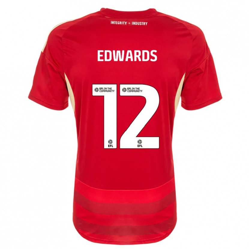 Danxen Homem Camisola Tom Edwards #12 Vermelho Branco Principal 2025/26 Camisa Brasil