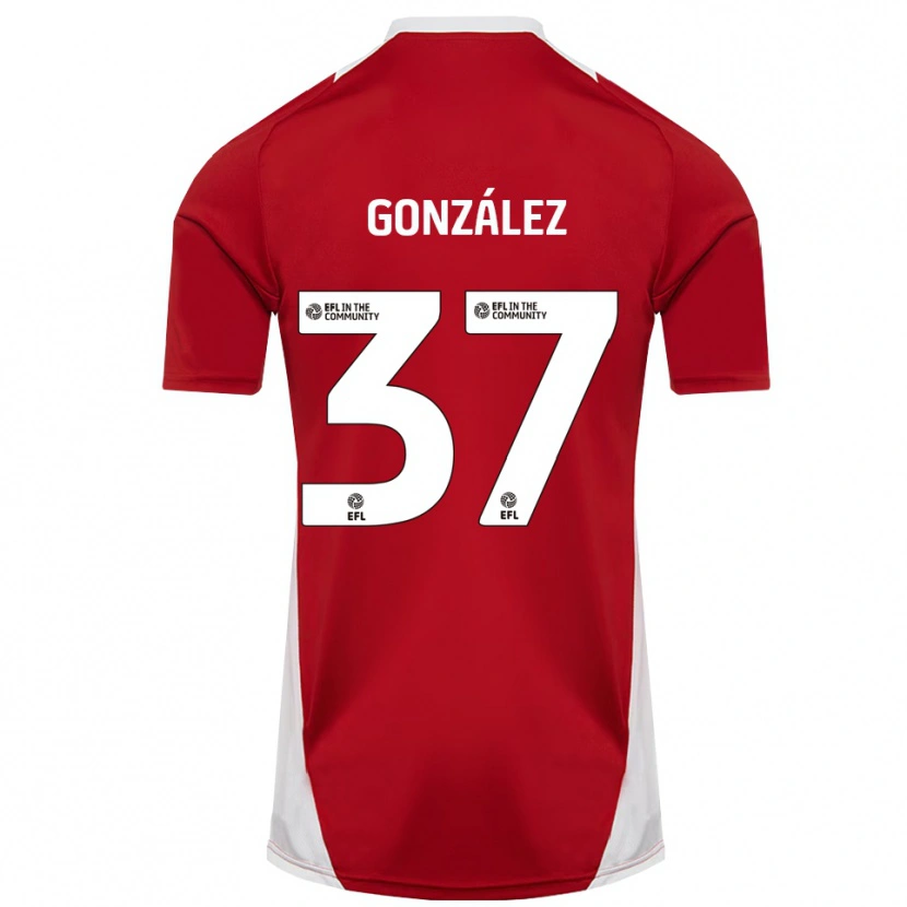 Danxen Homem Camisola Dani González #37 Vermelho Branco Dourado Principal 2025/26 Camisa Brasil