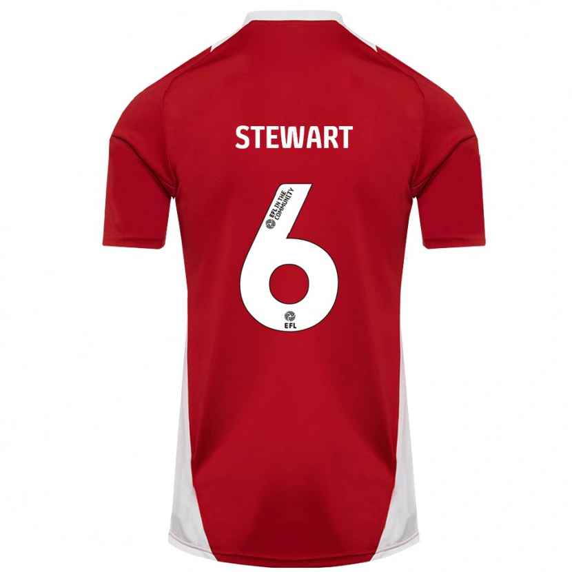 Danxen Homem Camisola Alistair Stewart #6 Vermelho Branco Dourado Principal 2025/26 Camisa Brasil
