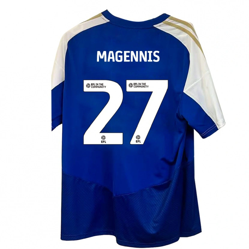 Danxen Homem Camisola Josh Magennis #27 Azul Branco Dourado Alternativa 2025/26 Camisa Brasil