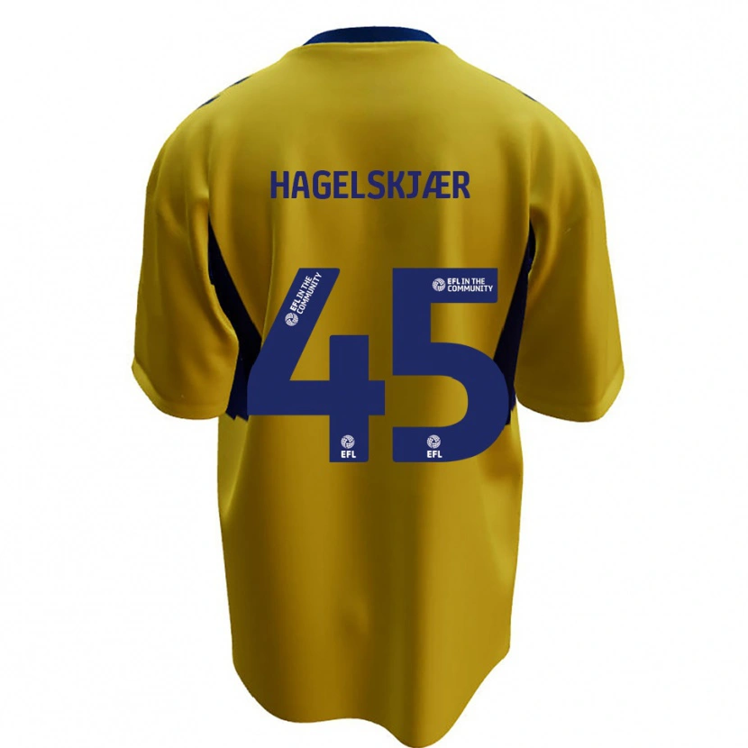Danxen Homem Camisola Anders Hagelskjær #45 Amarelo Azul Alternativa 2025/26 Camisa Brasil