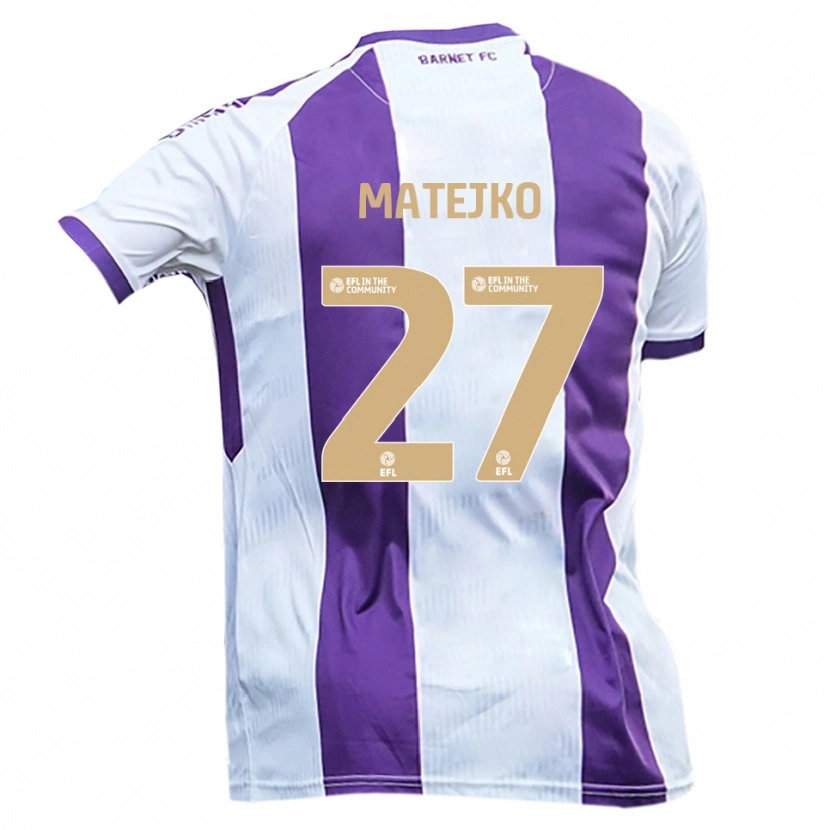 Danxen Homem Camisola Patrick Matejko #27 Branco Roxo Alternativa 2025/26 Camisa Brasil