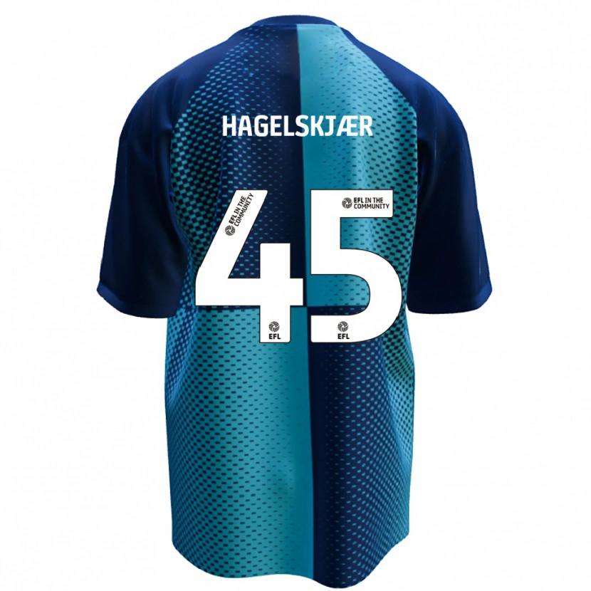 Danxen Mulher Camisola Anders Hagelskjær #45 Azul Azul Celeste Principal 2025/26 Camisa Brasil