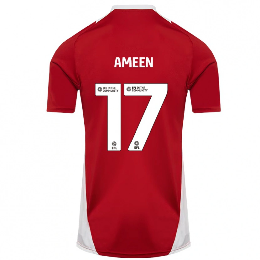 Danxen Mulher Camisola Botan Ameen #17 Vermelho Branco Dourado Principal 2025/26 Camisa Brasil