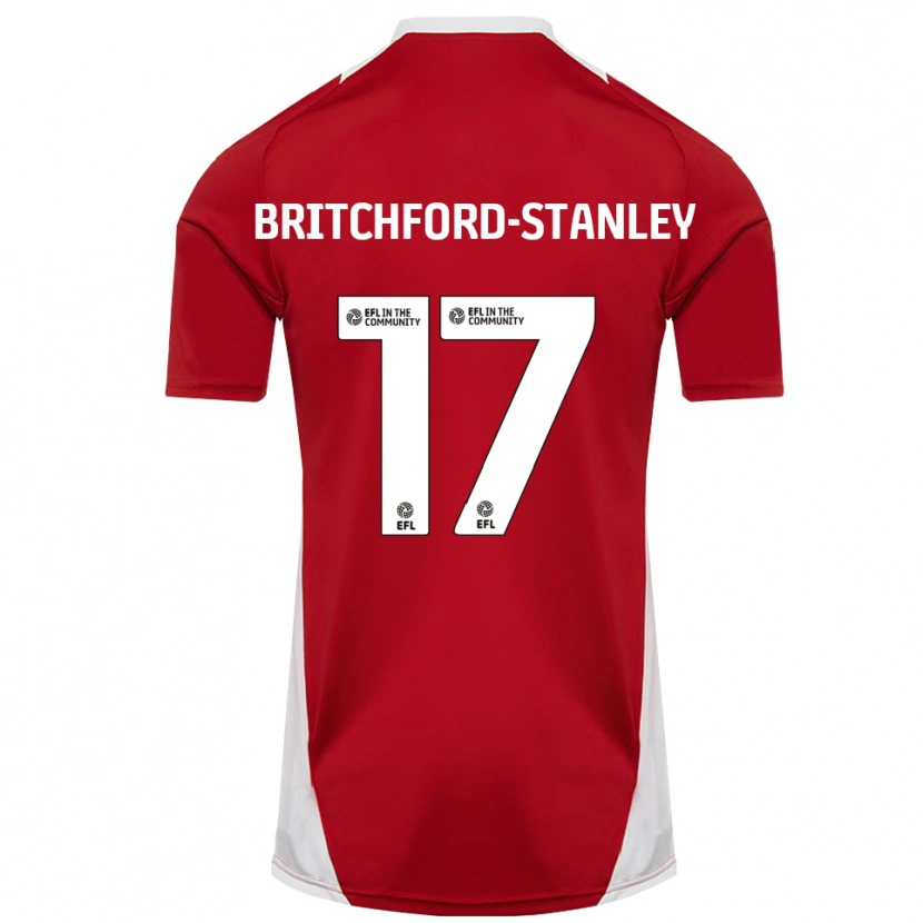Danxen Mulher Camisola Conor Britchford-Stanley #17 Vermelho Branco Dourado Principal 2025/26 Camisa Brasil