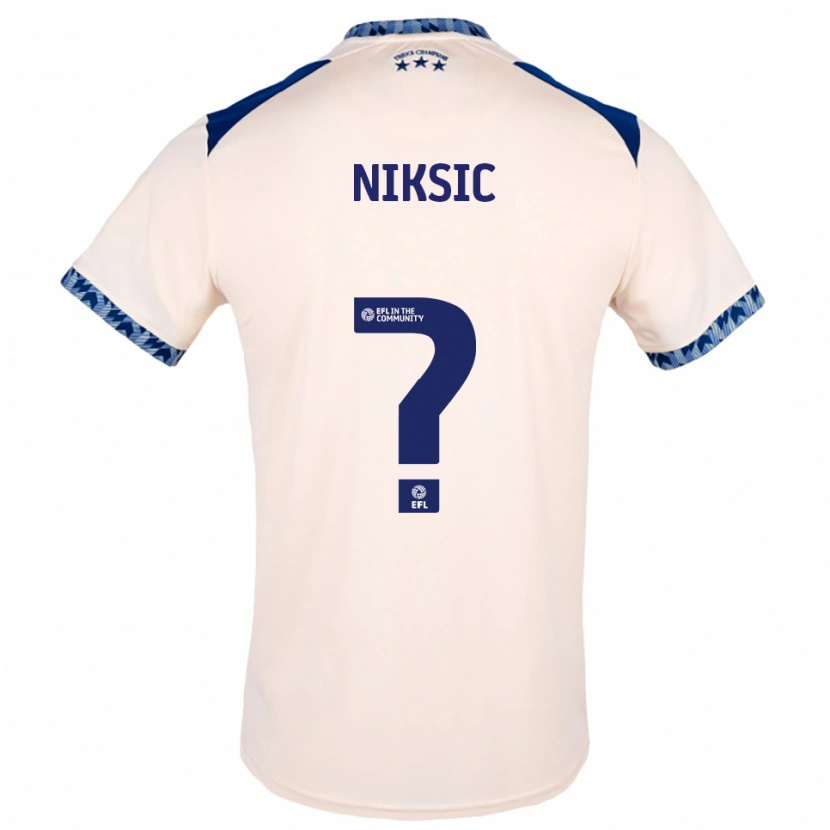 Danxen Mulher Camisola Hasan Niksic #0 Branco Sujo Azul Marinho Alternativa 2025/26 Camisa Brasil