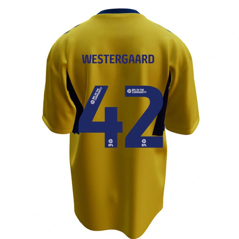 Danxen Mulher Camisola Magnus Westergaard #42 Amarelo Azul Alternativa 2025/26 Camisa Brasil