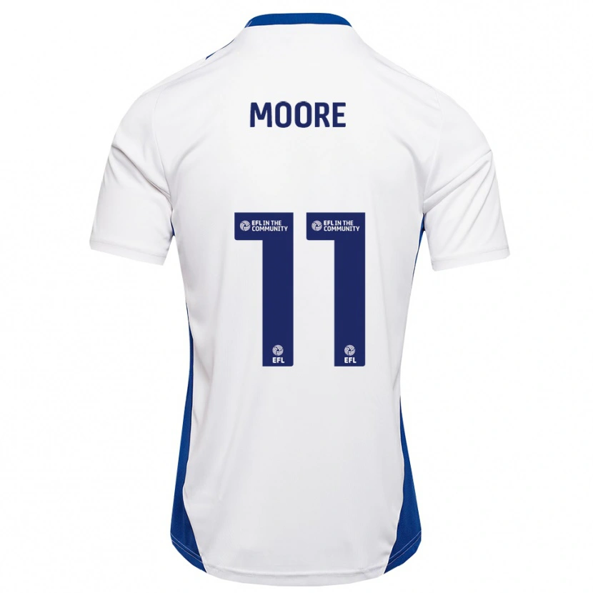 Danxen Mulher Camisola Thomas Moore #11 Branco Azul Alternativa 2025/26 Camisa Brasil