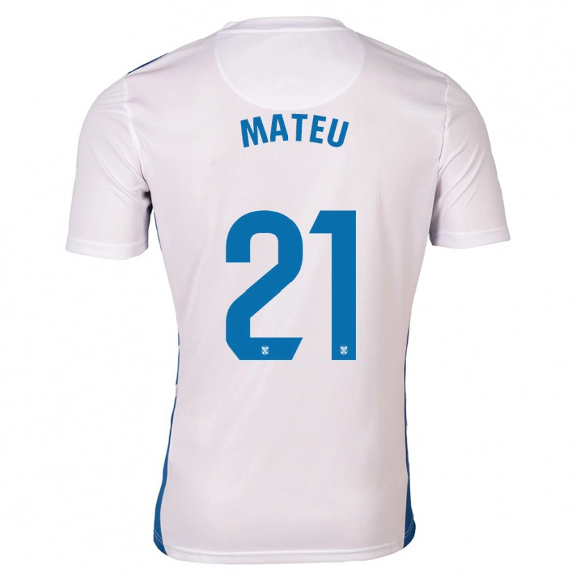 Danxen Criança Camisola Marc Mateu #21 Branco Azul Principal 2025/26 Camisa Brasil