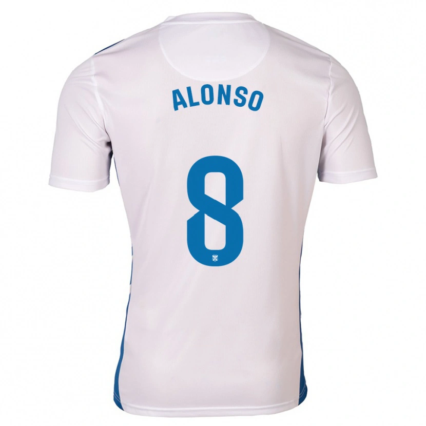 Danxen Criança Camisola Javi Alonso #8 Branco Azul Principal 2025/26 Camisa Brasil