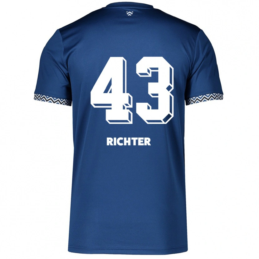 Danxen Criança Camisola Daniel Richter #43 Azul Marinho Branco Principal 2025/26 Camisa Brasil