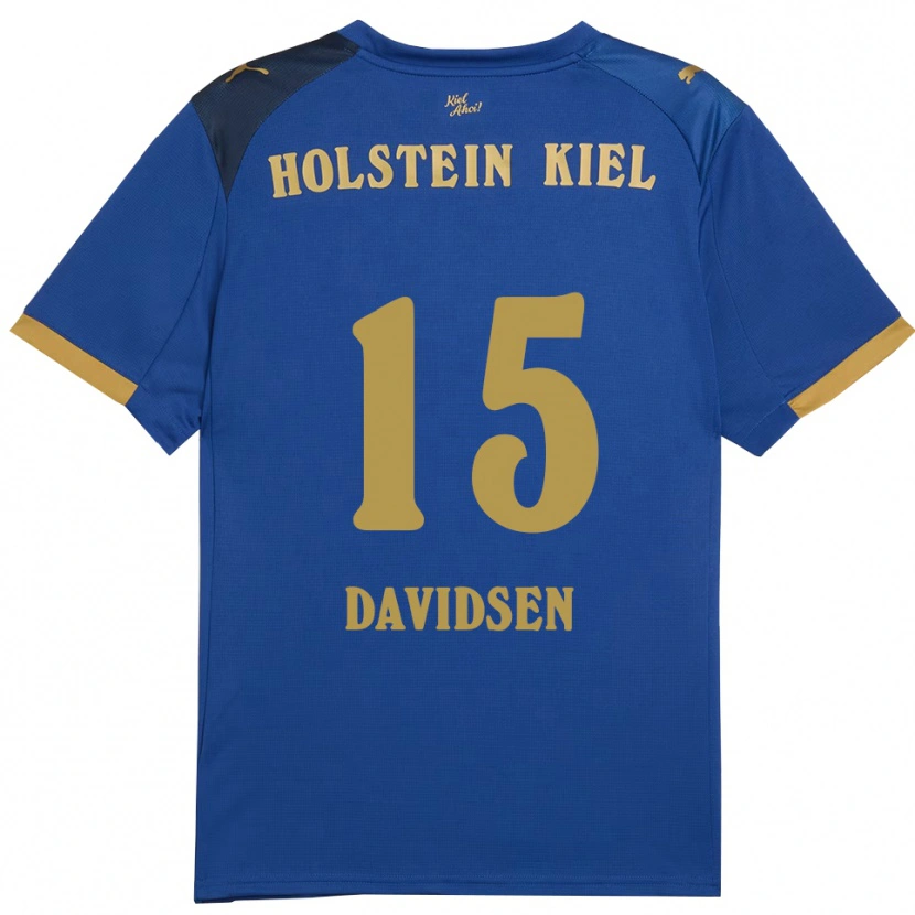 Danxen Criança Camisola Kasper Davidsen #15 Azul Dourado Principal 2025/26 Camisa Brasil