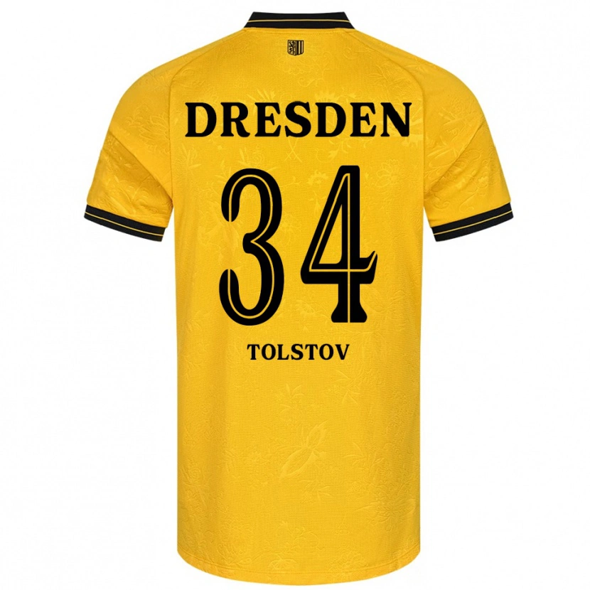 Danxen Criança Camisola Maik Tolstov #34 Amarelo Preto Principal 2025/26 Camisa Brasil