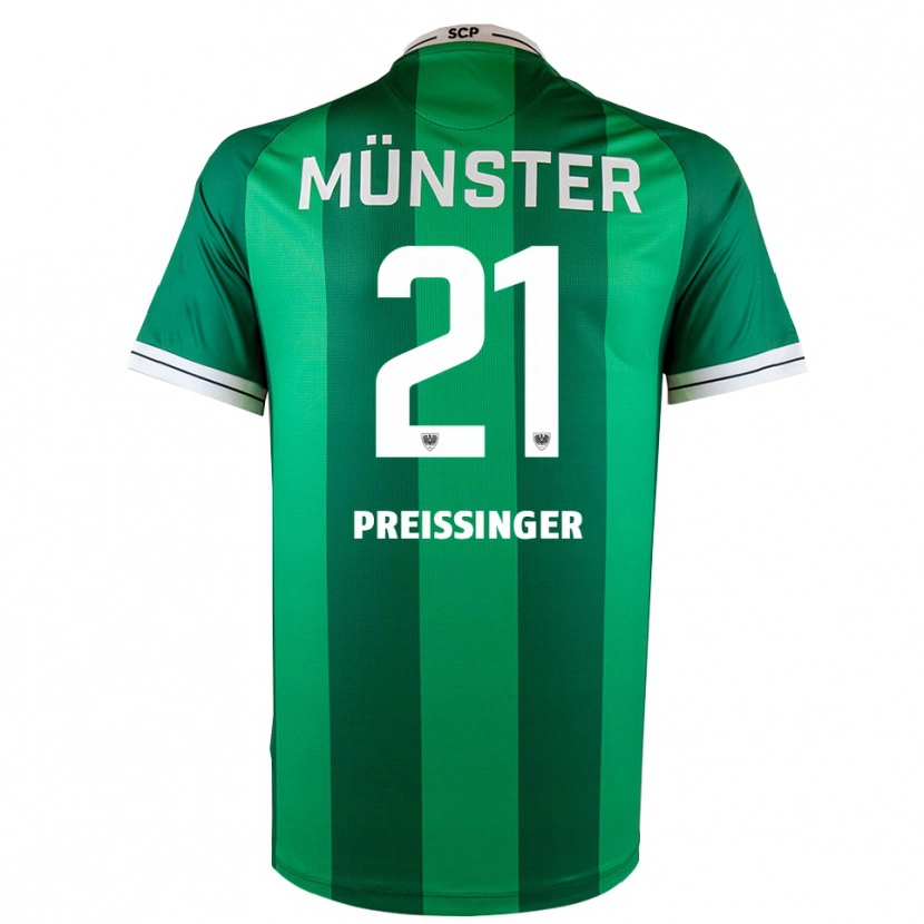 Danxen Criança Camisola Rico Preißinger #21 Verde Branco Principal 2025/26 Camisa Brasil