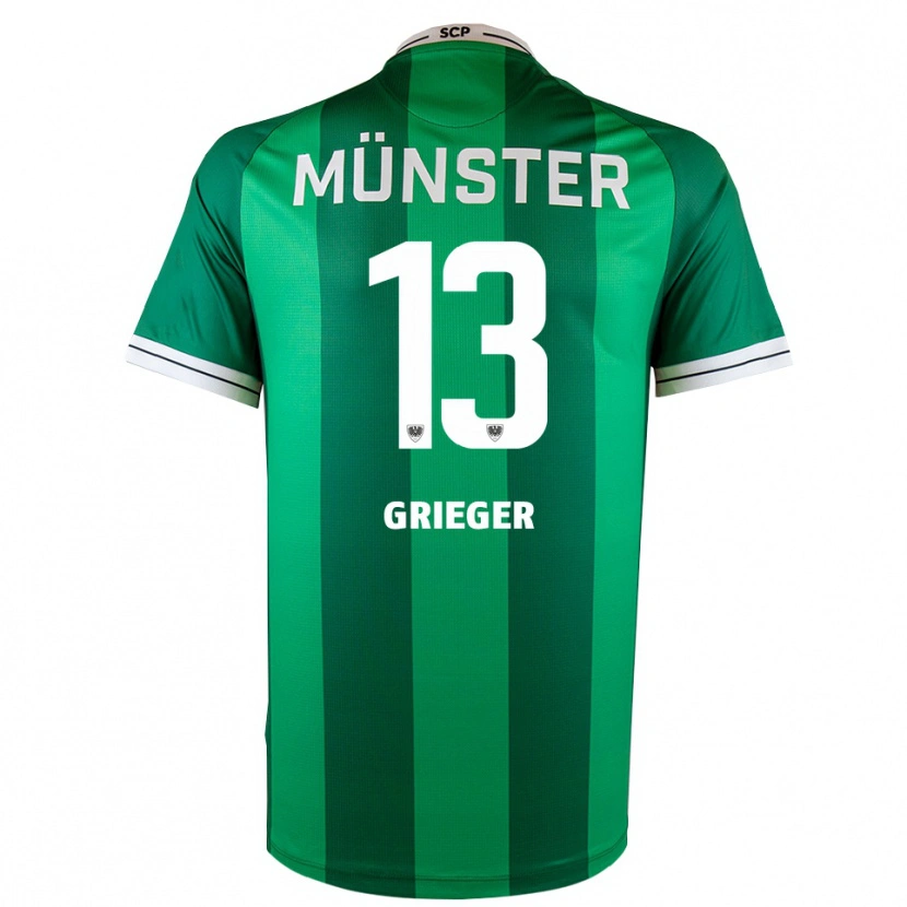 Danxen Criança Camisola Dominik Grieger #13 Verde Branco Principal 2025/26 Camisa Brasil