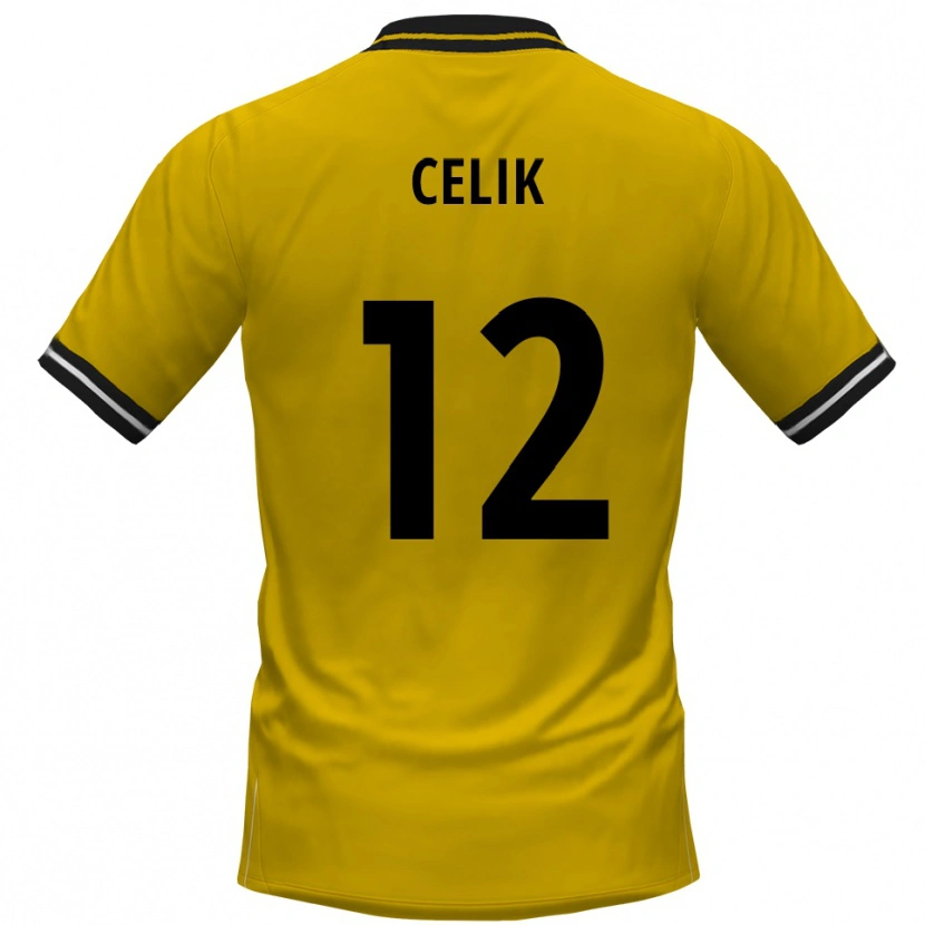 Danxen Criança Camisola Haci Celik #12 Amarelo Preto Principal 2025/26 Camisa Brasil