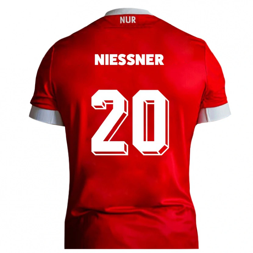 Danxen Criança Camisola Lennard Nießner #20 Vermelho Branco Principal 2025/26 Camisa Brasil
