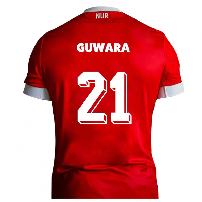 Danxen Criança Camisola Leon Guwara #21 Vermelho Branco Principal 2025/26 Camisa Brasil