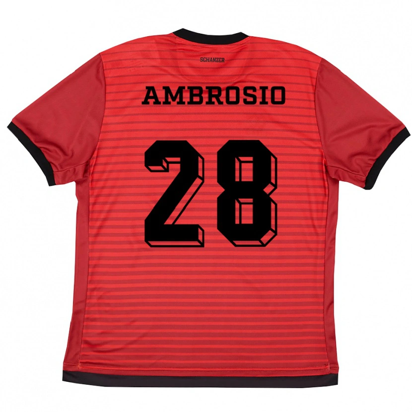 Danxen Criança Camisola Gedeon Ambrosio #28 Vermelho Preto Principal 2025/26 Camisa Brasil