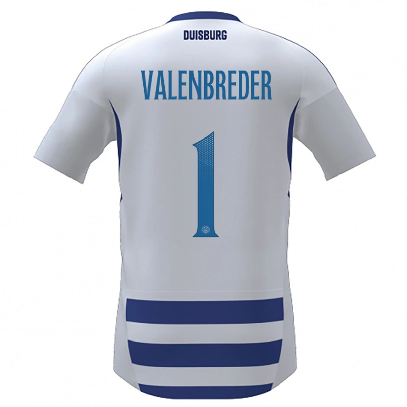 Danxen Criança Camisola Frederik Valenbreder #1 Branco Azul Principal 2025/26 Camisa Brasil