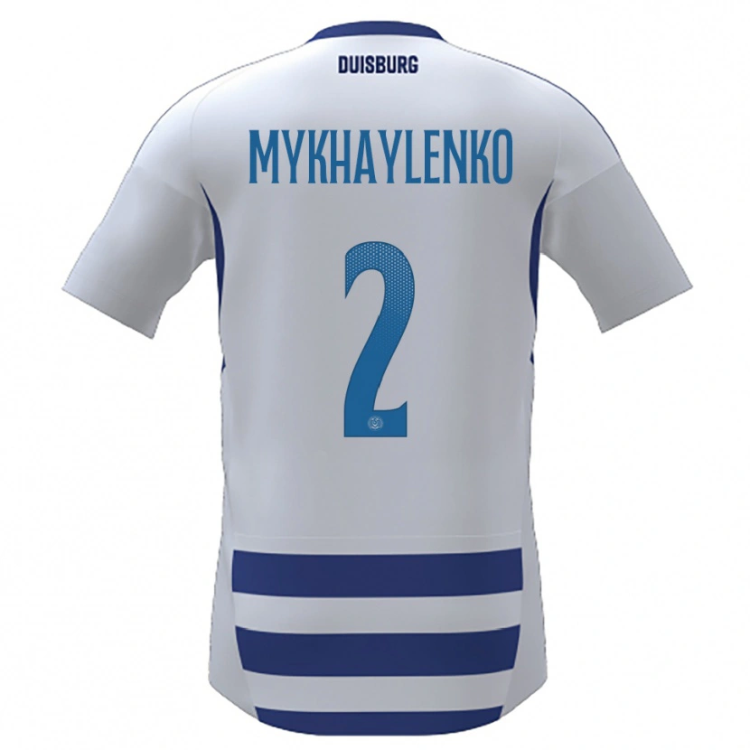 Danxen Criança Camisola Nazar Mykhaylenko #2 Branco Azul Principal 2025/26 Camisa Brasil