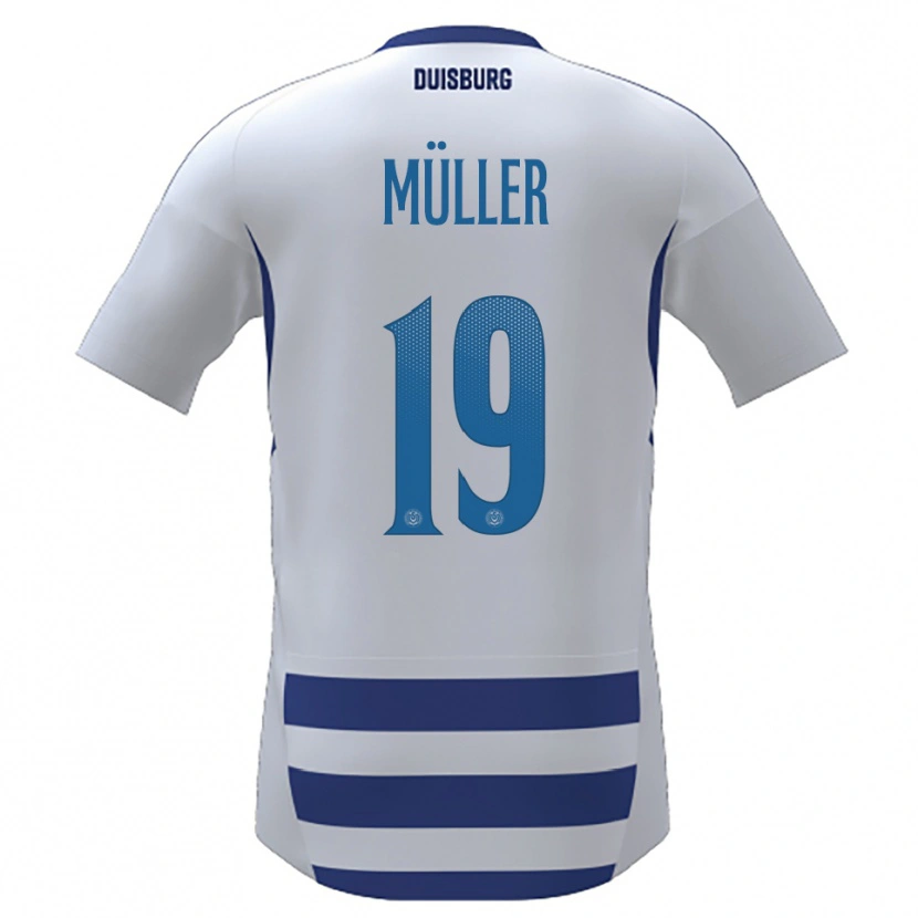 Danxen Criança Camisola Leon Müller #19 Branco Azul Principal 2025/26 Camisa Brasil