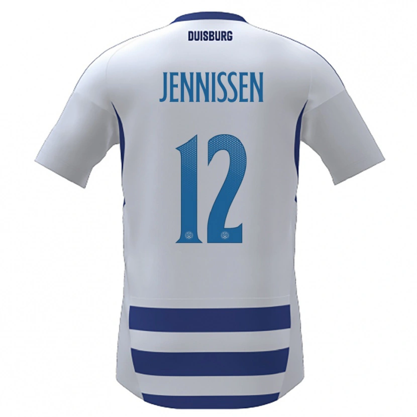 Danxen Criança Camisola Laurenz Jennissen #12 Branco Azul Principal 2025/26 Camisa Brasil