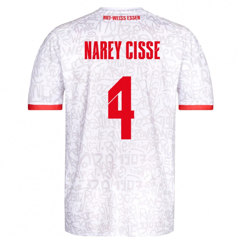Danxen Criança Camisola Ibrahim Narey Cisse #4 Branco Vermelho Principal 2025/26 Camisa Brasil