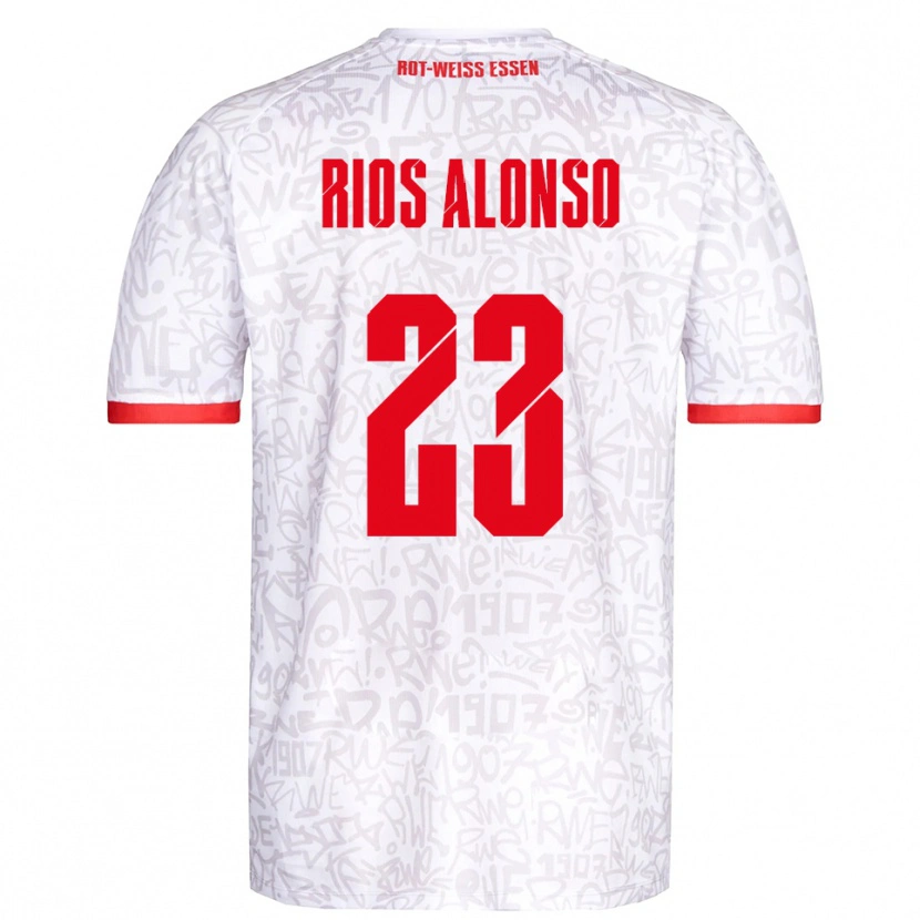 Danxen Criança Camisola José Enrique Ríos Alonso #23 Branco Vermelho Principal 2025/26 Camisa Brasil