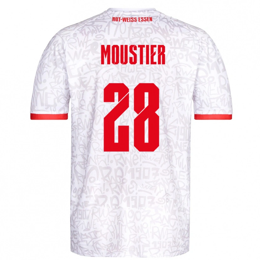 Danxen Criança Camisola Tom Moustier #28 Branco Vermelho Principal 2025/26 Camisa Brasil