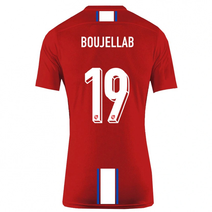 Danxen Criança Camisola Nassim Boujellab #19 Vermelho Branco Principal 2025/26 Camisa Brasil