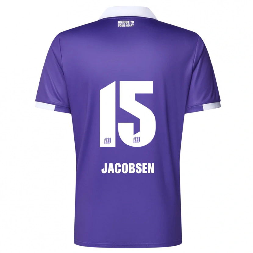 Danxen Criança Camisola Bjarke Jacobsen #15 Roxo Branco Principal 2025/26 Camisa Brasil