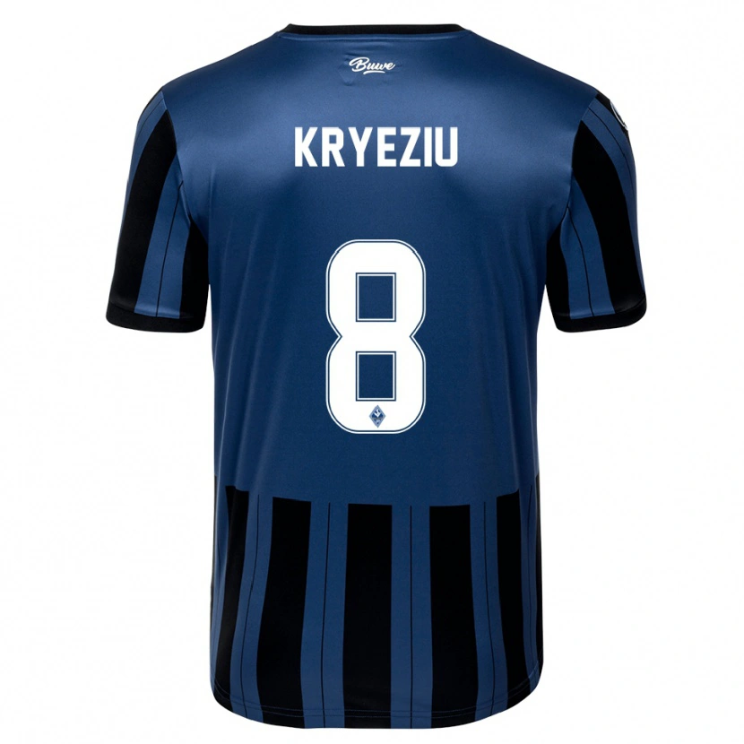 Danxen Criança Camisola Denis Kryeziu #8 Azul Cinzento Preto Principal 2025/26 Camisa Brasil