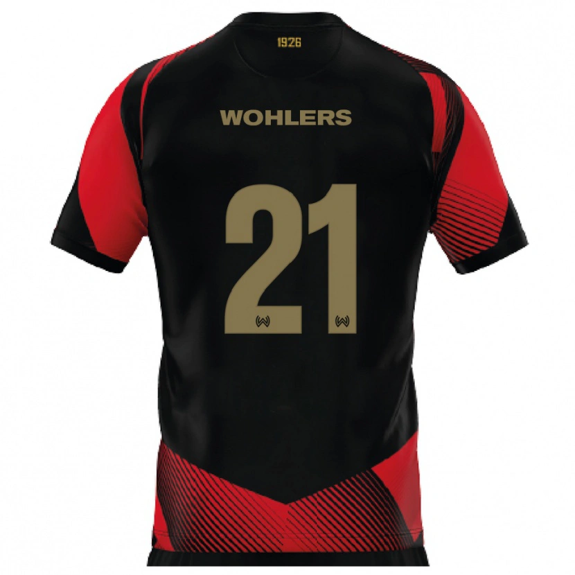 Danxen Criança Camisola Ole Wohlers #21 Preto Vermelho Principal 2025/26 Camisa Brasil