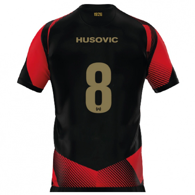 Danxen Criança Camisola Amin Husovic #8 Preto Vermelho Principal 2025/26 Camisa Brasil